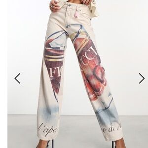 Fiorucci L’aperitivo Graphic Print Wide-Leg Jeans